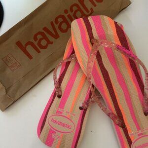 HAVAIANAS SLIM SQUARE FOLIA BALLET ROSE
